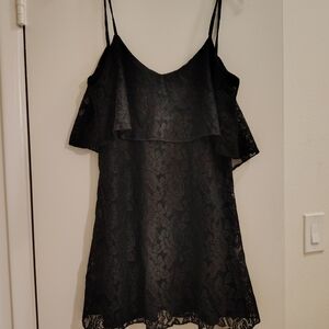 Planet Blue Blu Moon Black Lace Ruffle Cami Dress